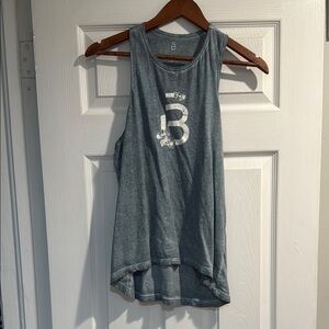 Barre3 Light Blue Tank Top with Crew Neck and High-Low Hem